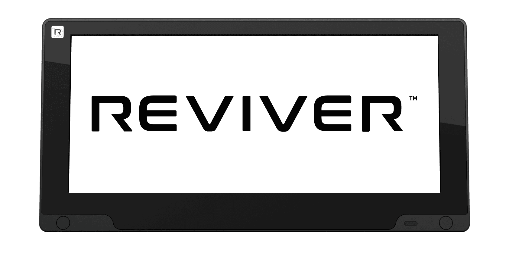 RPLATE digital license plate with white display showing REVIVER